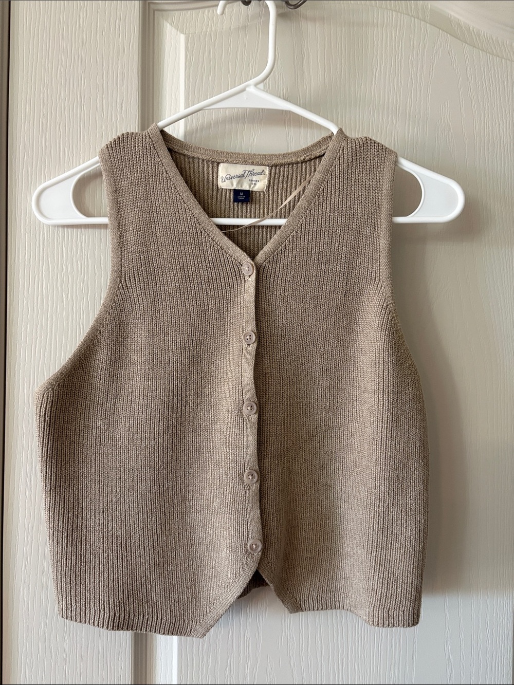 Universal Thread Taupe V-Neck Button-Front Sweater Vest